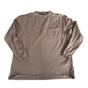 Pendleton Mens XL Long Sleeve Pocket T-Shirt Heather Brown Cotton Crew Neck Tee